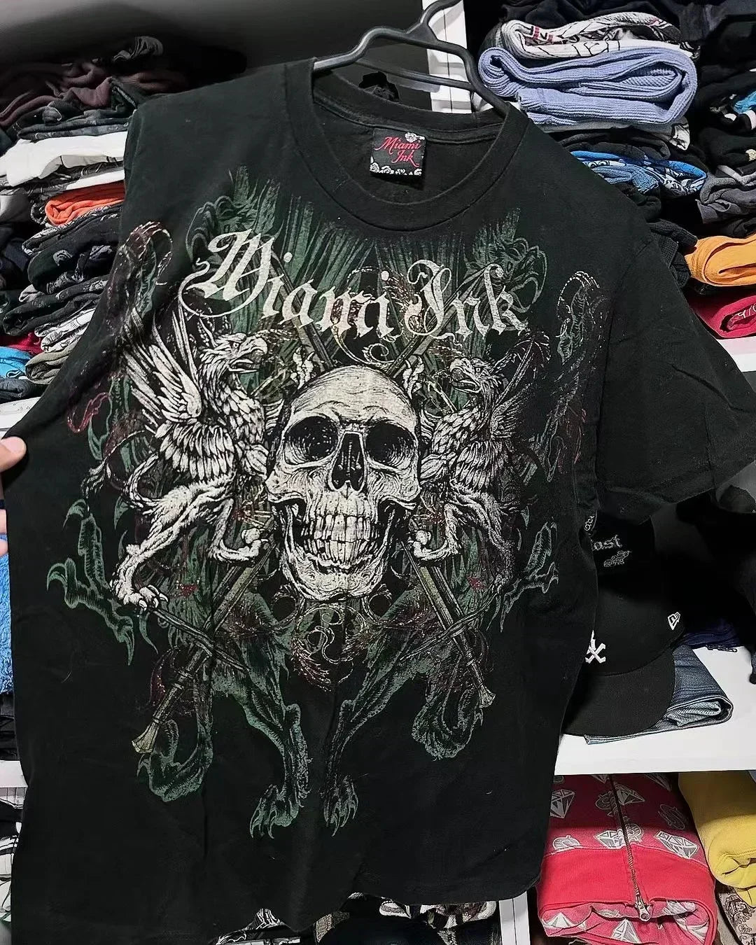 Street New Affliction T-shirt Y2K Vintage Skull Print White Short Sleeve Men Summer Hip Hop Gothic Punk Oversize Pure Cotton Top