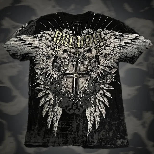 Retro Washing Affliction Grunge Cyber Y2K Style T-Shirt