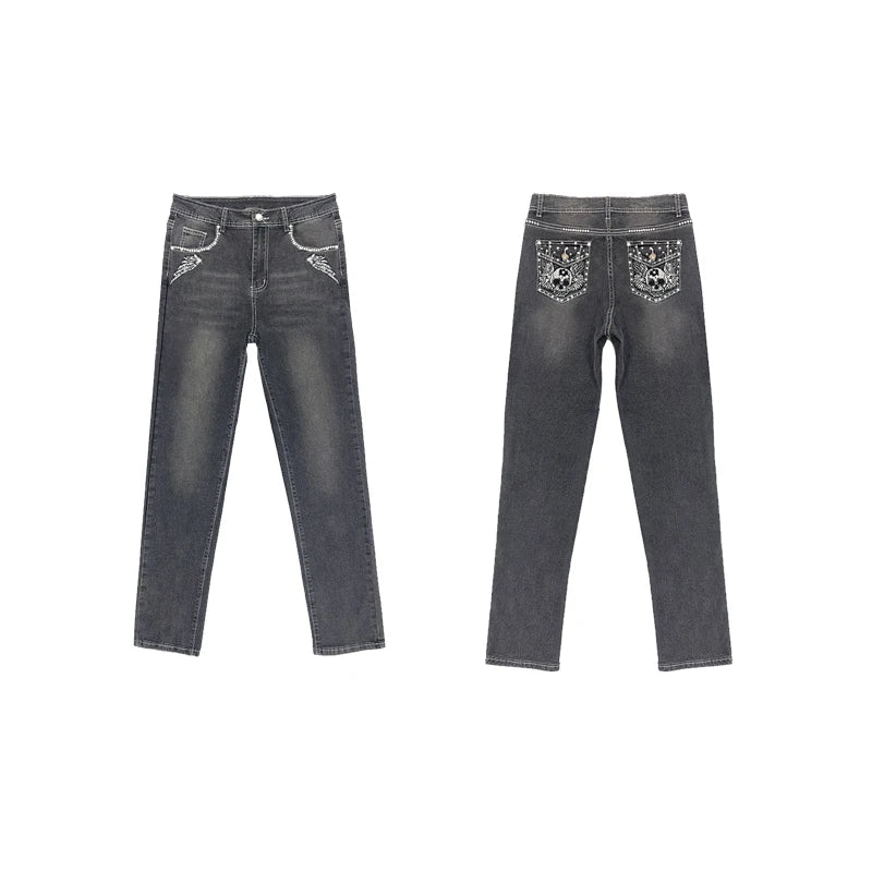 High Waist Women Jeans 2025 Fashion Sexy Straight Pants Plus Size Comfortable Jeans Vintage Washable Black Denim Pants Elastic