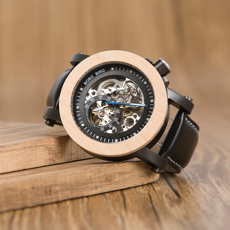Men's Vintage Black Leather Watch
