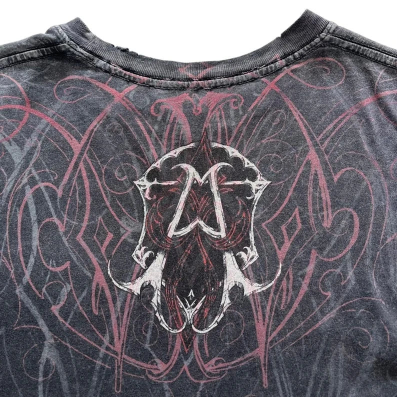 Retro Washing Affliction Grunge Cyber Y2K Style T-Shirt