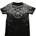 Affliction Gothic Script & Wing Print Tee, Exquisite Streetwear Graphic T - Shirt for Trendsetters