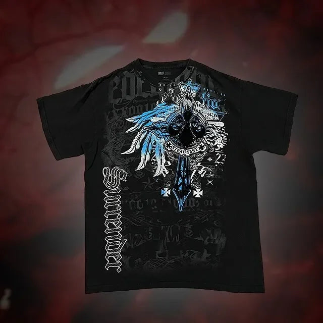 Retro Washing Affliction Grunge Cyber Y2K Style T-Shirt