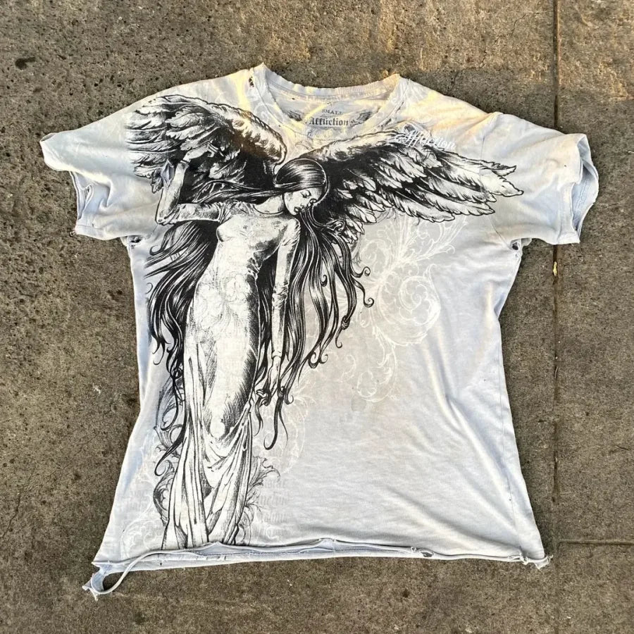 Xtreme T shirt Men Y2K Fashion Bible Scripture Pattern Printed Short Sleeves Affliction High Street Gothic Tide Cotton T shirts