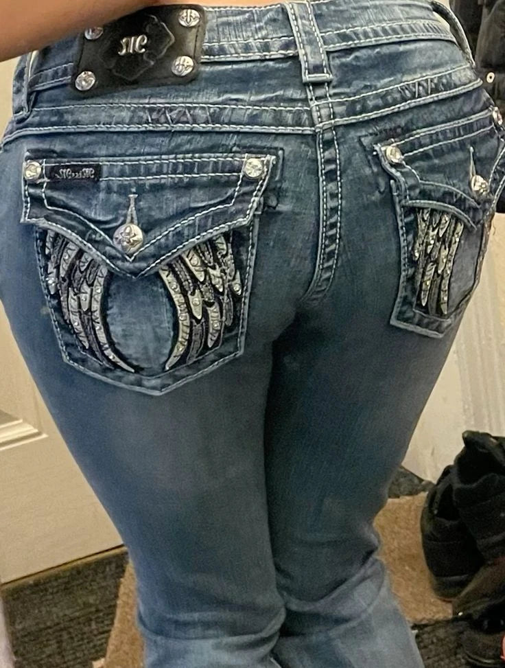 American Heavy Industry Embroidered Jeans 2025 Summer Y2K Millennium Baggy Jeans Women Style Low Waist Floor Pants