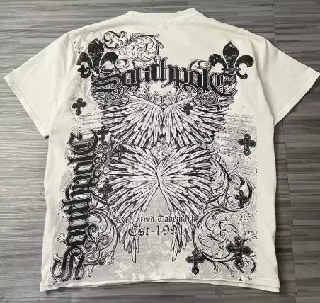 Affliction Fashion T-shirt Gothic Short Sleeve Sweatshirts Dark Gothic Skull Print Mayhem Gaga Oversized Men New Cotton Tops