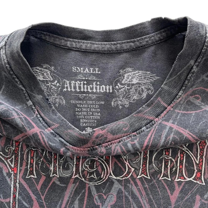 Retro Washing Affliction Grunge Cyber Y2K Style T-Shirt