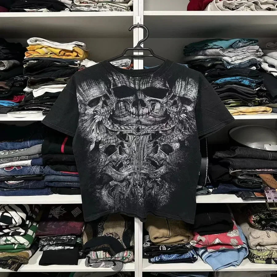 Affliction Long sleeved T shirt Fashion Round Neck Oversized T shirt New  Mens Womens Casual Gothic Clothing Tops Streetwear