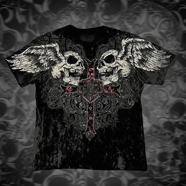 Retro Washing Affliction Grunge Cyber Y2K Style T-Shirt