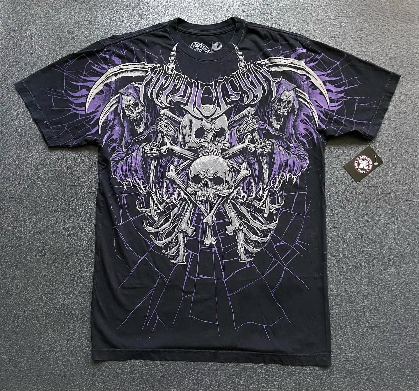 2000s Affliction Gothic T shirt Y2K Cotton Print T shirt Retro Street Letters For Men and Women Tops Graphic T shirts Street sty