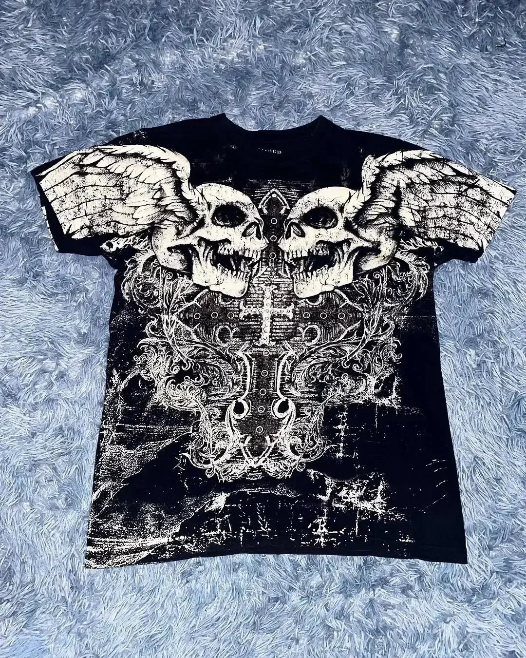 Affliction Fashion T-shirt Gothic Short Sleeve Sweatshirts Dark Gothic Skull Print Mayhem Gaga Oversized Men New Cotton Tops
