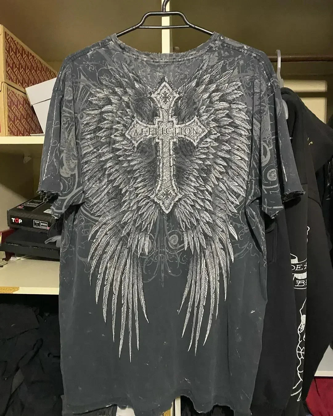 Affliction NewLong sleeved T shirt Hip Hop Round Neck Oversized shirt Women Casual Gothic Skull Holy Writ Letter Tops Streetwear