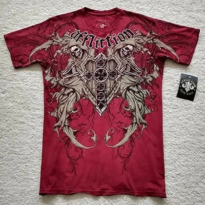 Gothic Dark Style Short Sleeve T-Shirt Street Harajuku Trendy Top Affliction Crew Neck Women's Fashion from Mainland China