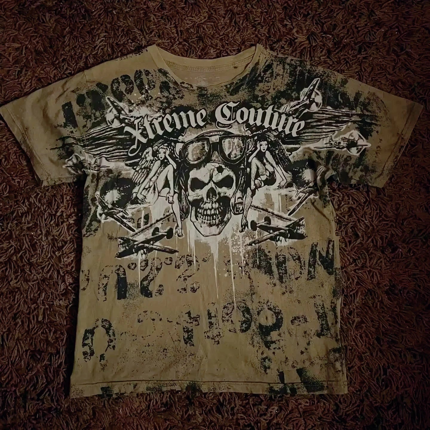 2000s Affliction Gothic T shirt Y2K Cotton Print T shirt Retro Street Letters For Men and Women Tops Graphic T shirts Street sty