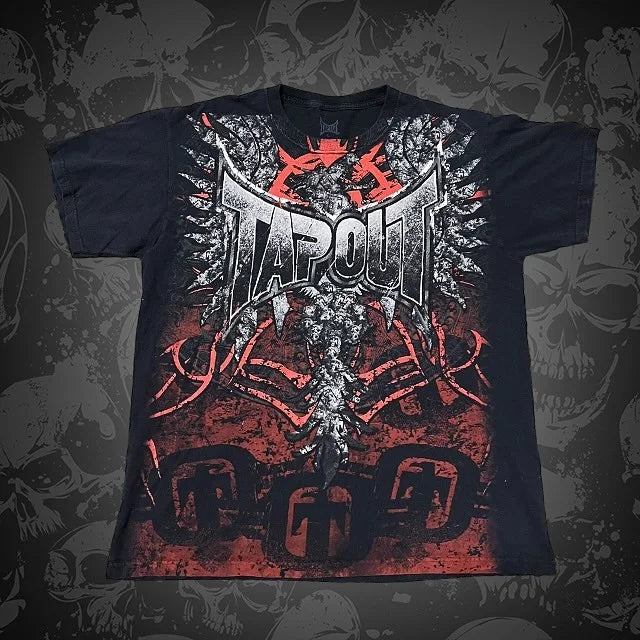 Affliction Gothic Script & Wing Print Tee, Exquisite Streetwear Graphic T - Shirt for Trendsetters