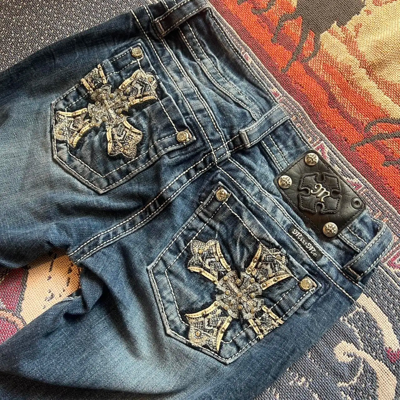 Harajuku Cross Bootcut Jeans Y2k 2000s Shining Diamond Jean Casual Denim Pants Straight Wide Leg Jean Women Clothing