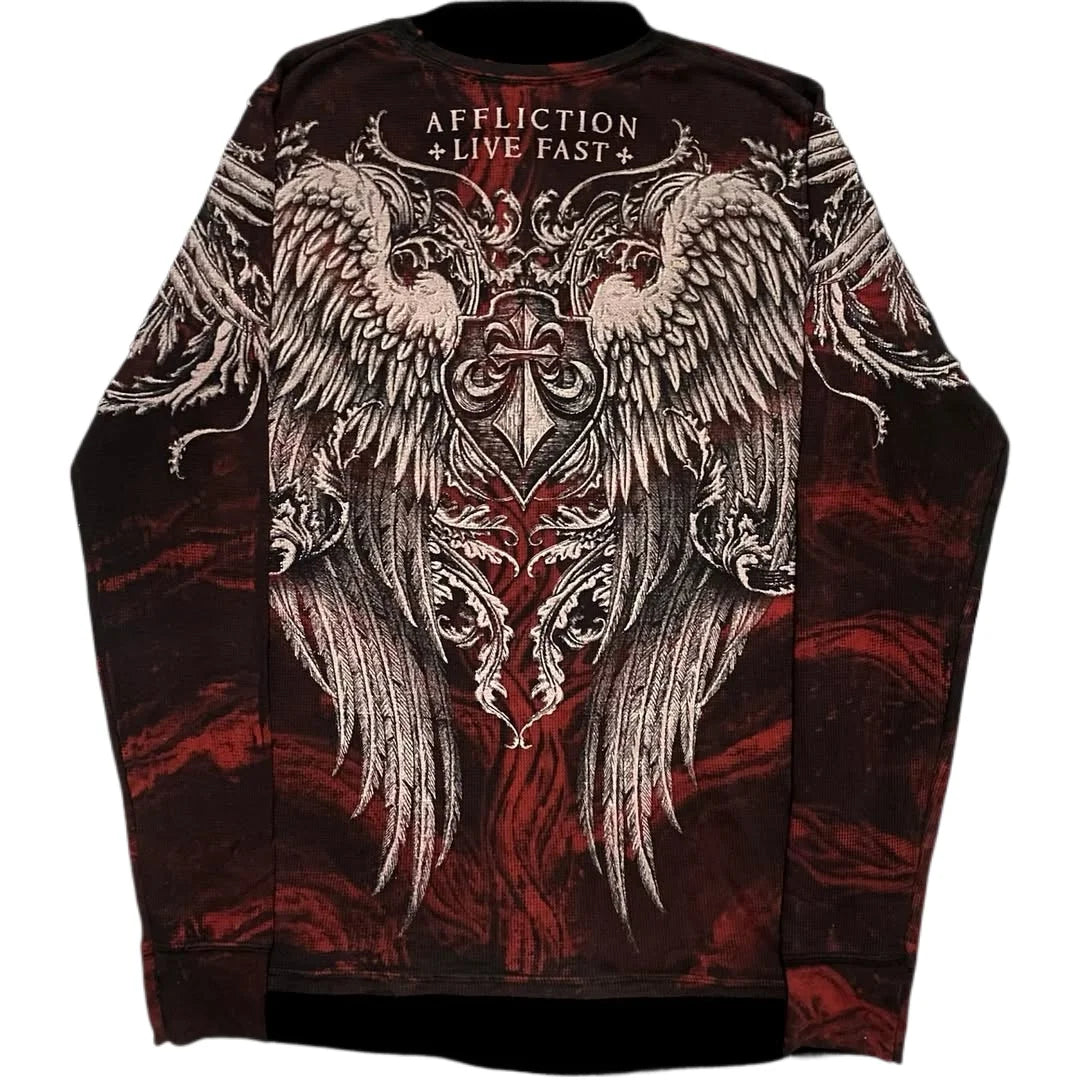 Affliction NewLong sleeved T shirt Hip Hop Round Neck Oversized shirt Women Casual Gothic Skull Holy Writ Letter Tops Streetwear