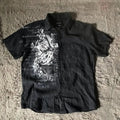 White Long Sleeves Shirt Affliction Harajuku Retro V-neck Shirt Men Skull Scripture Printing Tee Fashion Gothic Cotton Tops