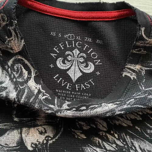 Affliction Long sleeved T shirt Fashion Round Neck Oversized T shirt New  Mens Womens Casual Gothic Clothing Tops Streetwear