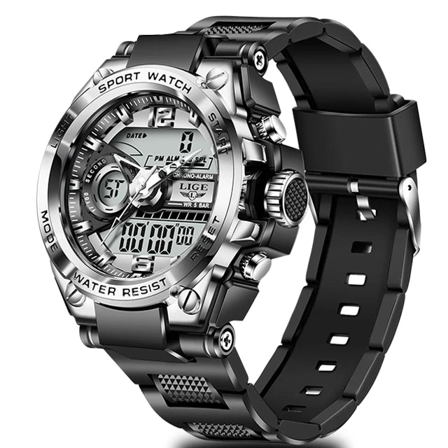 LIGE Men Military Watch Top Brand 50m Waterproof Wristwatch LED Alarm Sport Clocks Casual Watch for Men Male Relogios Masculino