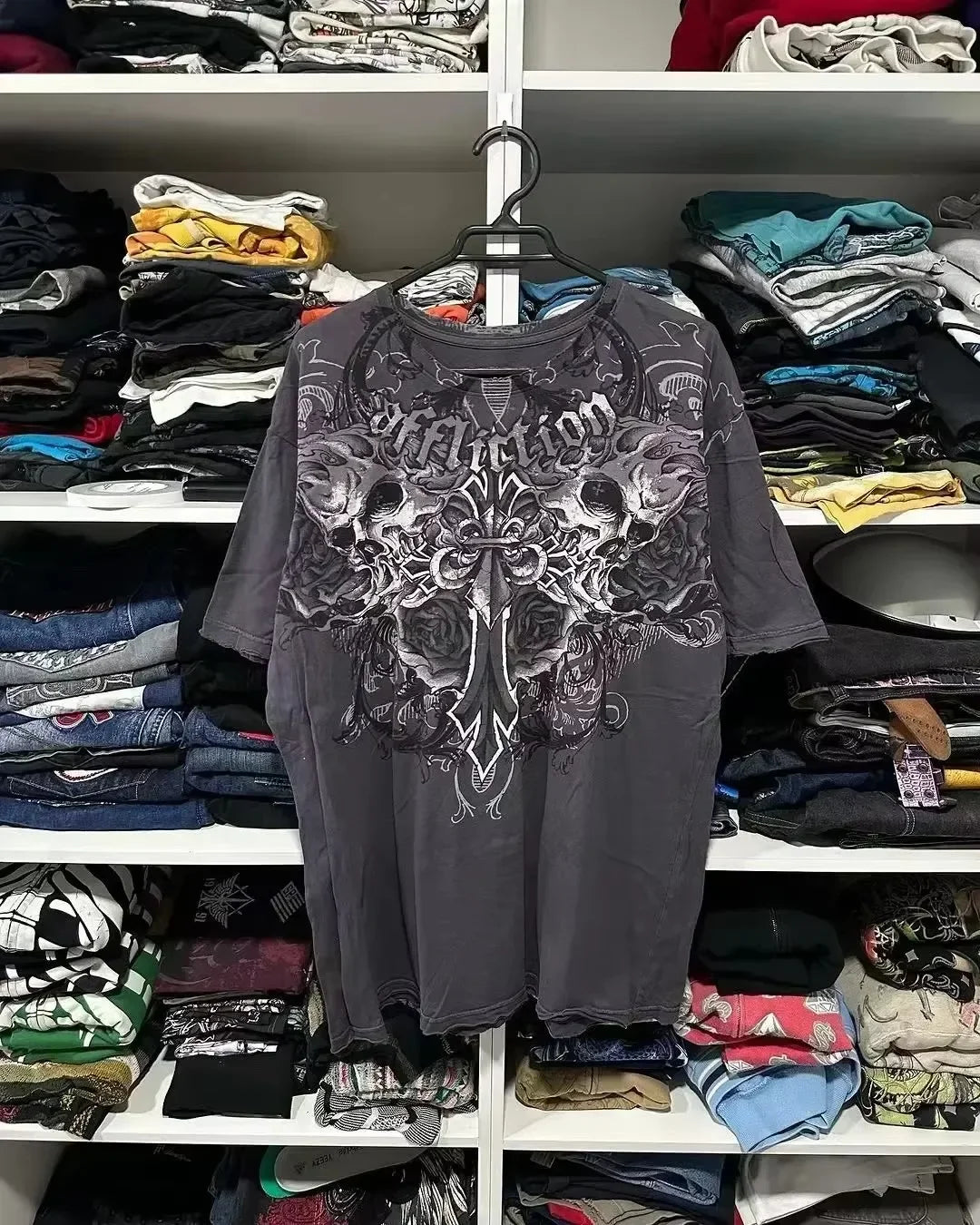 Retro Washing Affliction Grunge Cyber Y2K Style T-Shirt