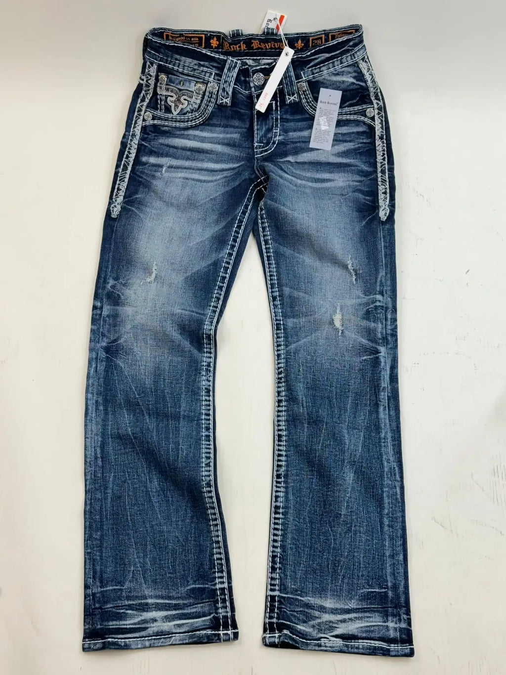 Harajuku Wide Pants Revival Mens Jeans Foliage Bootcut Women Y2K New Gothic Blue Denim Embroidery Pocket Hip Hop Street Wear