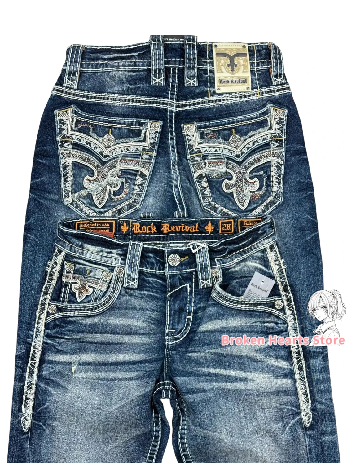Harajuku Wide Pants Revival Mens Jeans Foliage Bootcut Women Y2K New Gothic Blue Denim Embroidery Pocket Hip Hop Street Wear