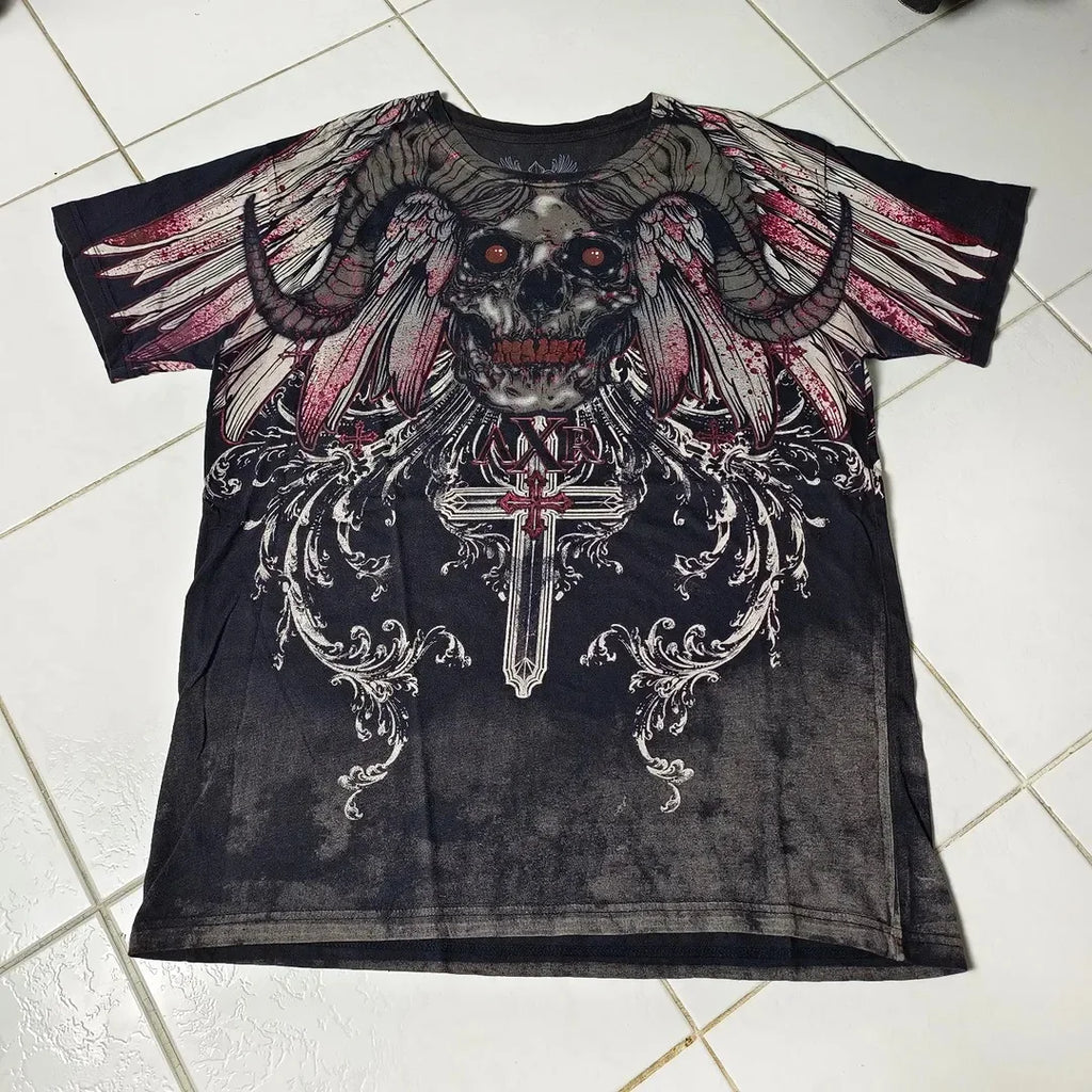 Xtreme T shirt Men Y2K Fashion Bible Scripture Pattern Printed Short Sleeves Affliction High Street Gothic Tide Cotton T shirts