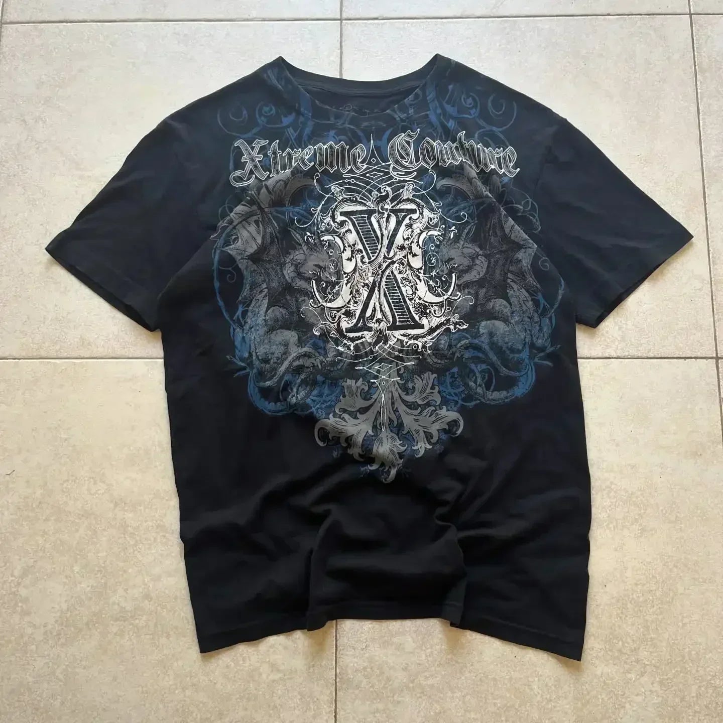 Affliction Fashion T-shirt Gothic Short Sleeve Sweatshirts Dark Gothic Skull Print Mayhem Gaga Oversized Men New Cotton Tops