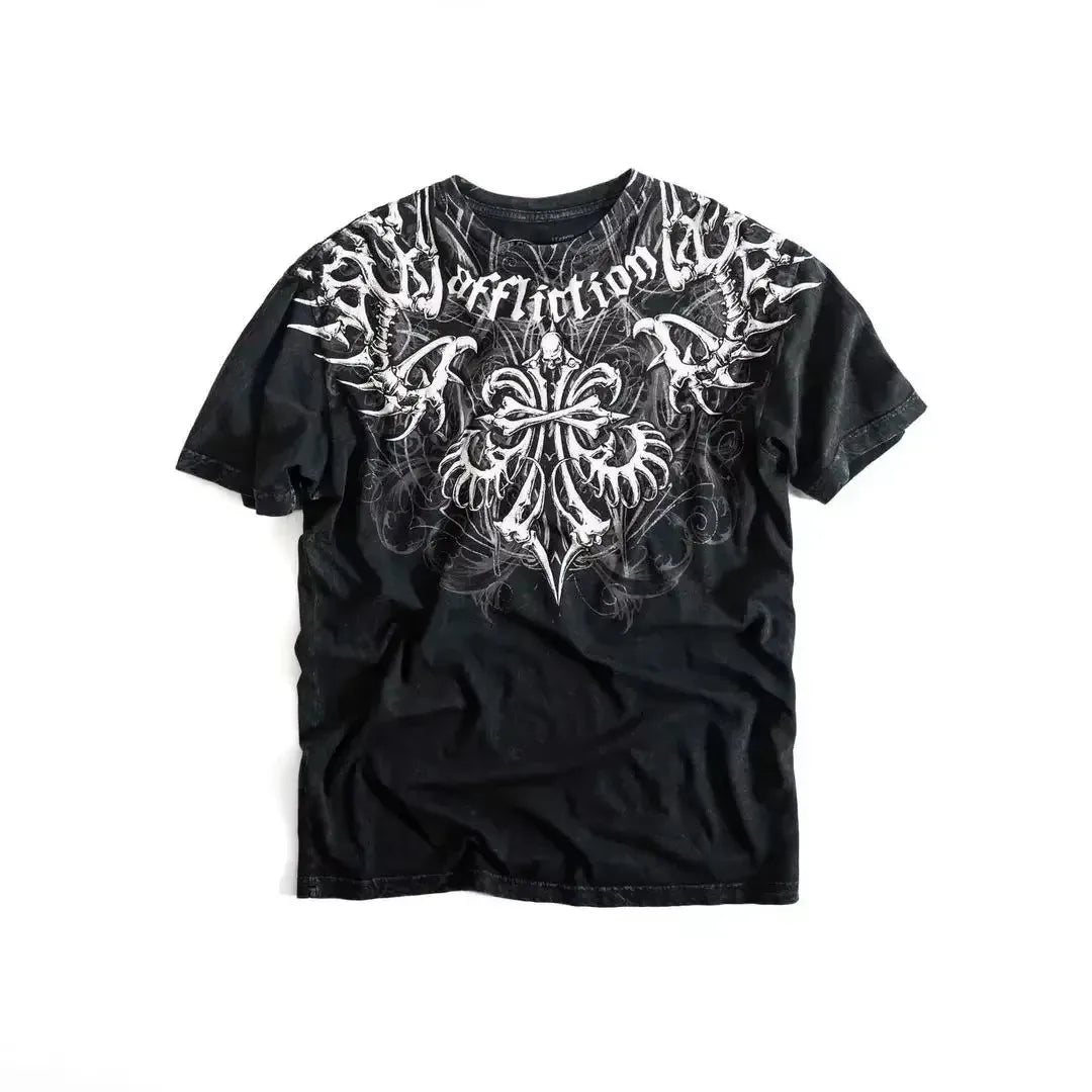 Boy Affliction Retro Red Shirt Street Y2K American Fashion Street Men and Women Loose T-shirt Casual Tops New Oversized t shirt