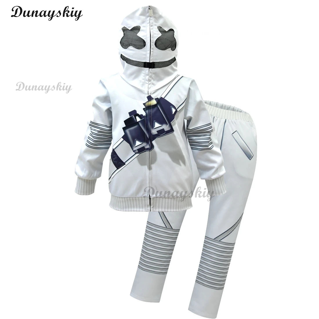 Electronic Sound Singer DJ Marshmello Fortnites Costume Girls Boys Halloween Christmas Cosplay Party Costume Hoodie set