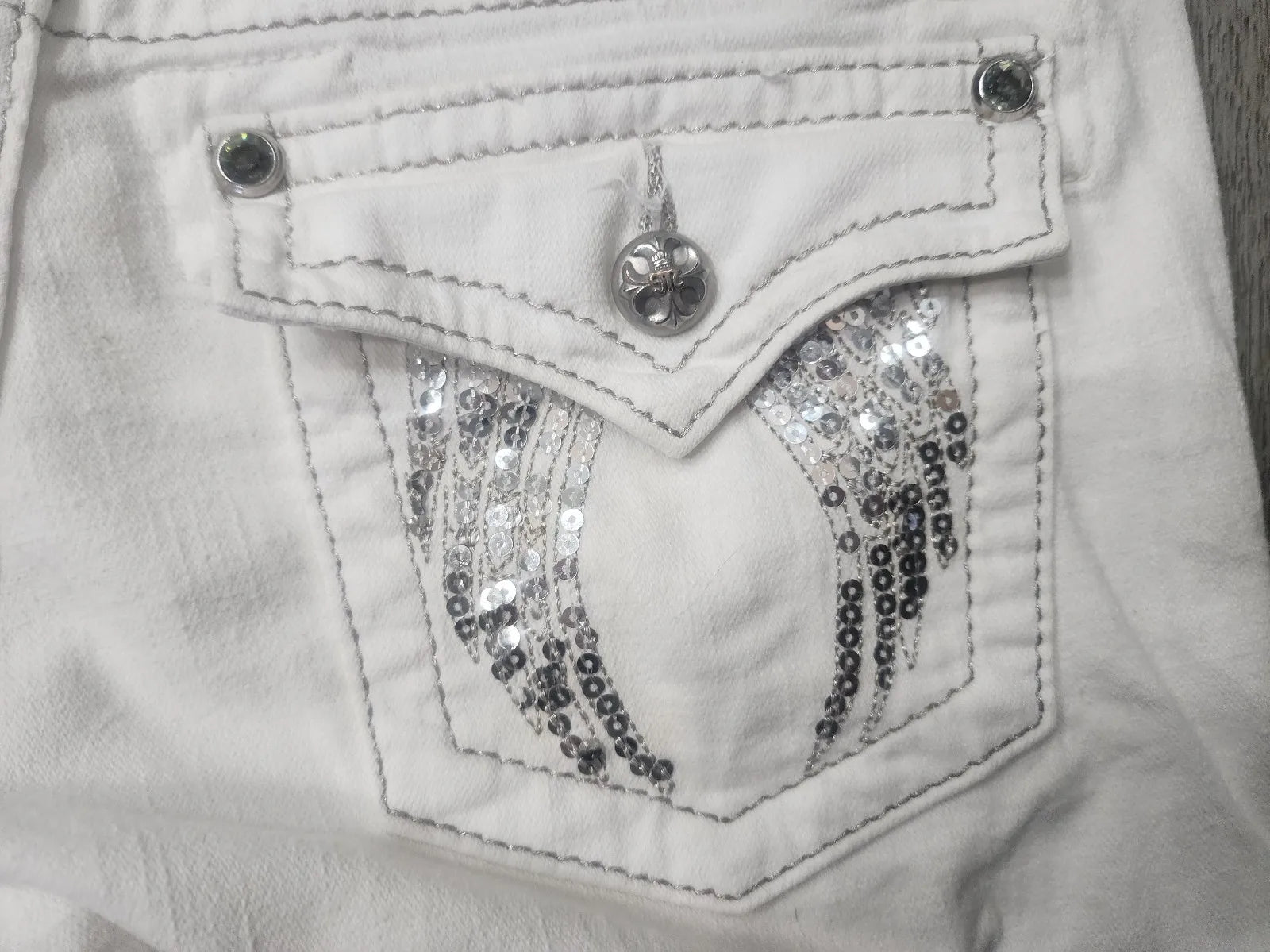 Harajuku Wings Bling Sparkle Pockets Pants Y2K New Gothic White Denim Embroidery Jeans Women Hip Hop Streetwear Goth Baggy Jeans