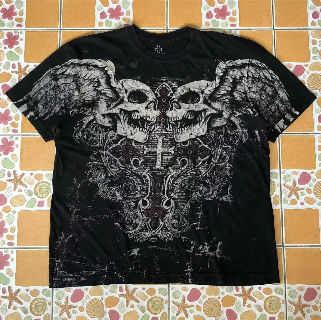 Boy Affliction Retro Red Shirt Street Y2K American Fashion Street Men and Women Loose T-shirt Casual Tops New Oversized t shirt