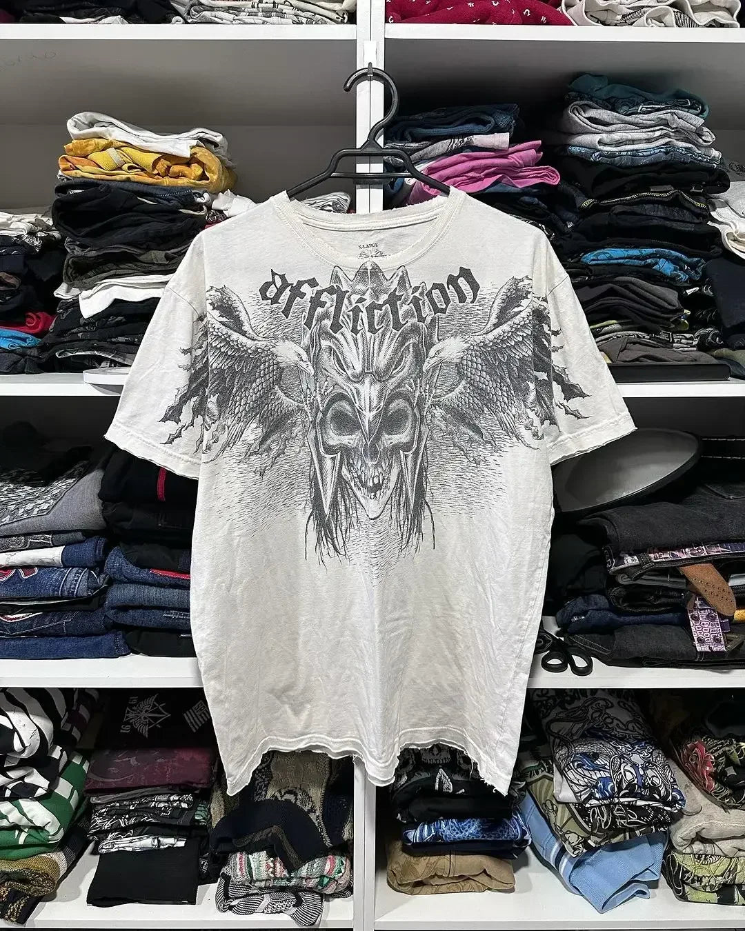 Affliction Long sleeved T shirt Fashion Round Neck Oversized T shirt New  Mens Womens Casual Gothic Clothing Tops Streetwear