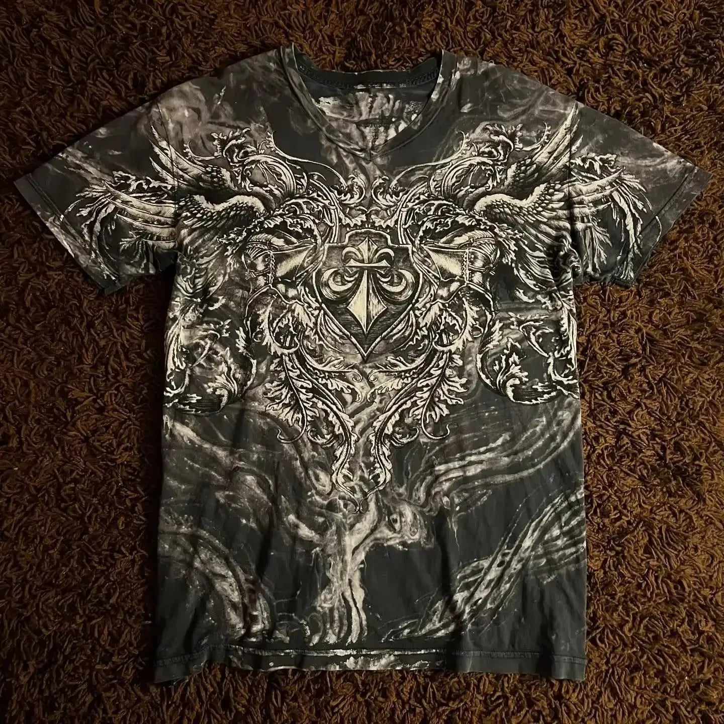 2000s Affliction Gothic T shirt Y2K Cotton Print T shirt Retro Street Letters For Men and Women Tops Graphic T shirts Street sty