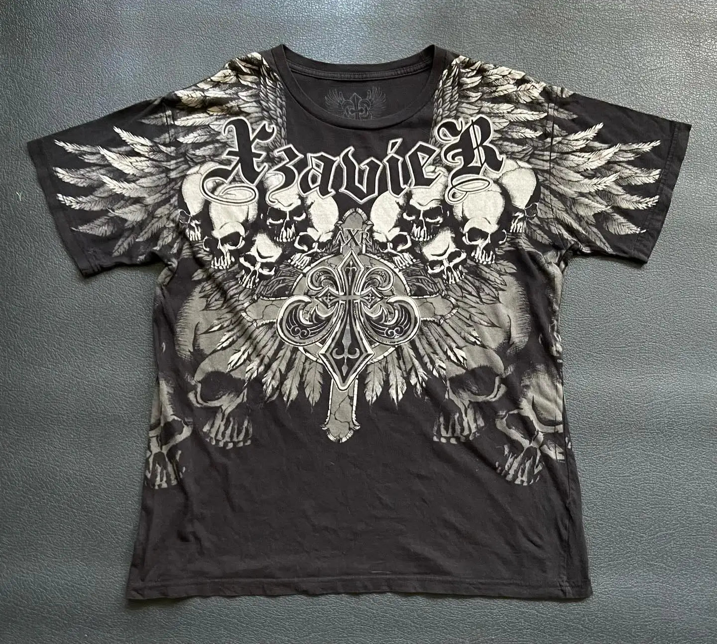 2000s Affliction Gothic T shirt Y2K Cotton Print T shirt Retro Street Letters For Men and Women Tops Graphic T shirts Street sty