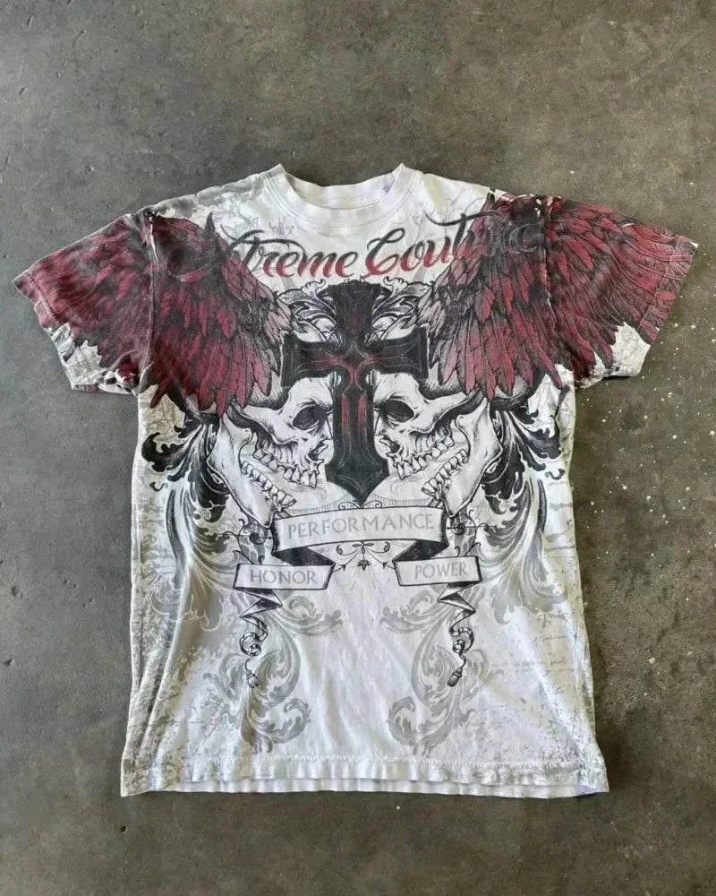 Boy Affliction Retro Red Shirt Street Y2K American Fashion Street Men and Women Loose T-shirt Casual Tops New Oversized t shirt