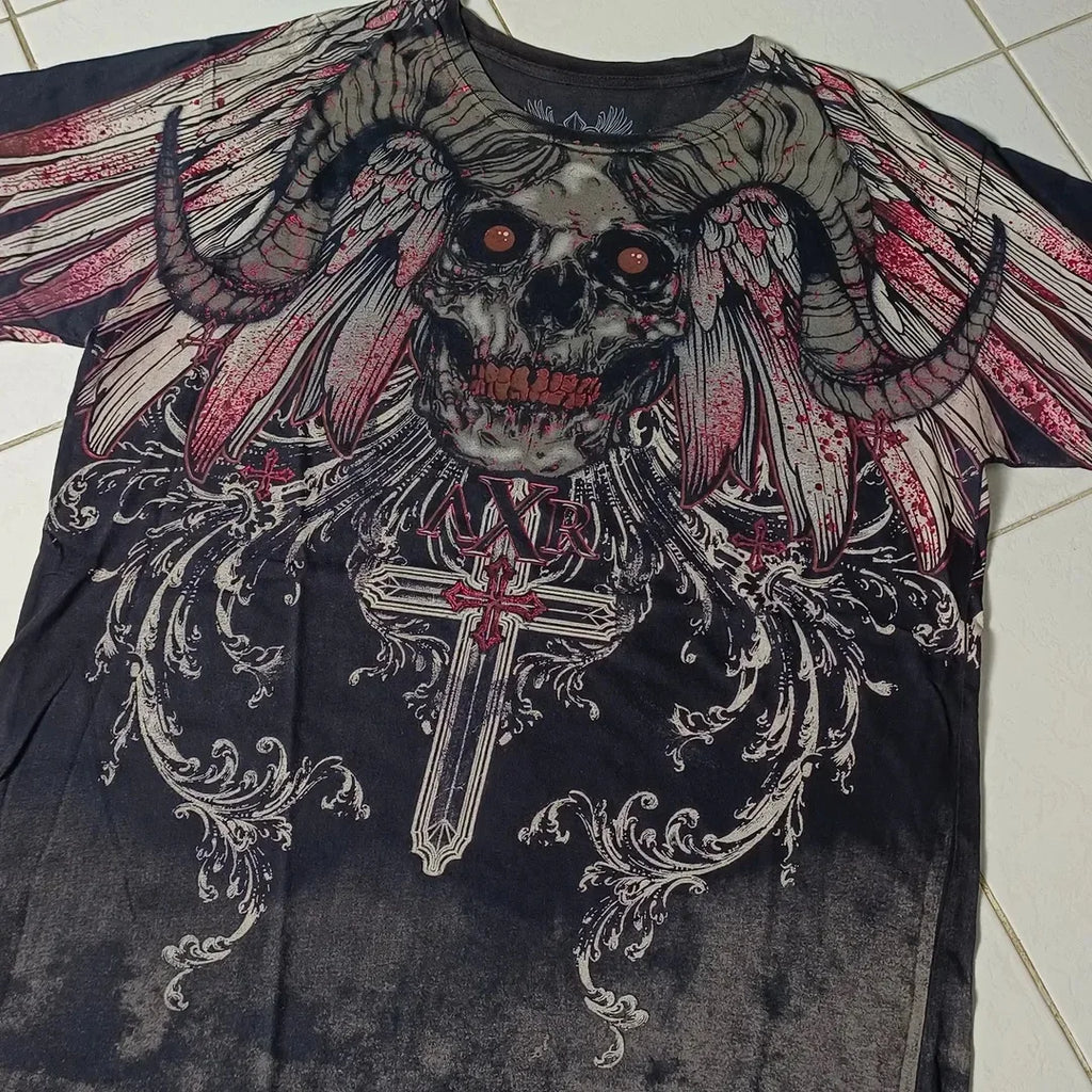 Xtreme T shirt Men Y2K Fashion Bible Scripture Pattern Printed Short Sleeves Affliction High Street Gothic Tide Cotton T shirts