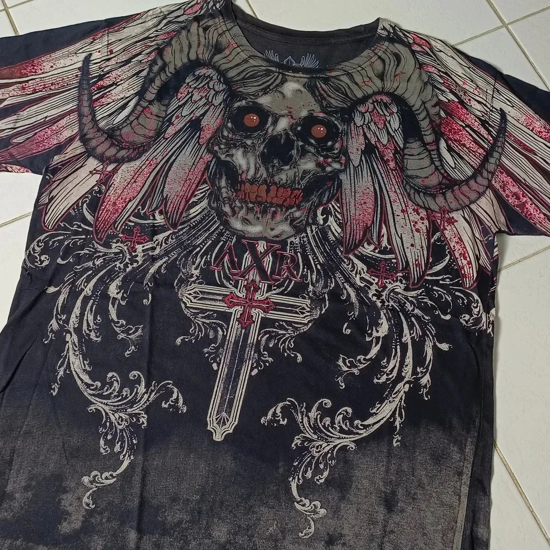 Xtreme T shirt Men Y2K Fashion Bible Scripture Pattern Printed Short Sleeves Affliction High Street Gothic Tide Cotton T shirts
