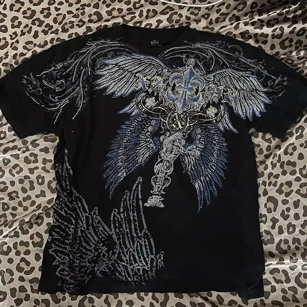 Retro Washing Affliction Grunge Cyber Y2K Style T-Shirt