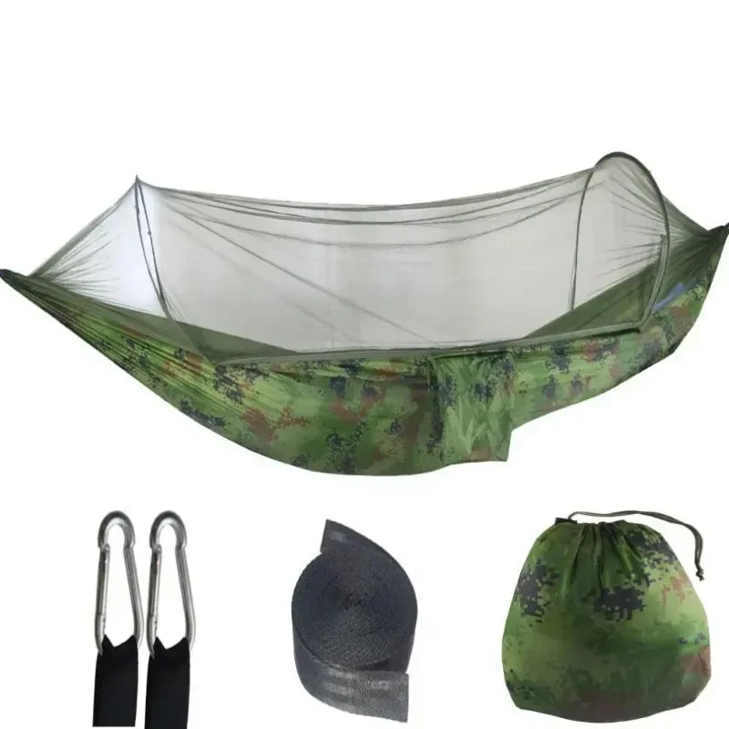 Outdoor Camping Hammock High Strength Parachute Fabric With Mosquito Net Lightweight Hanging Hammocks Hanging Bed Net 250x120cm