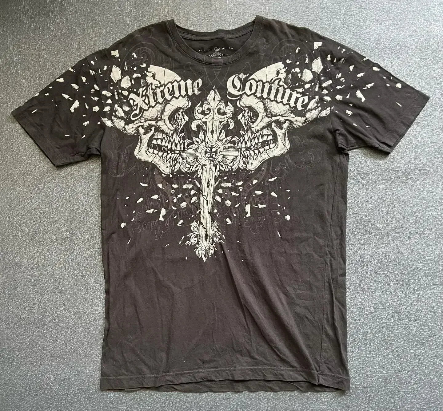 Summer New Affliction Washed T-shirt Retro Skull Print Short Sleeve Men Hip Hop Gothic Harajuku Trendy Punk Loose Top Streetwear