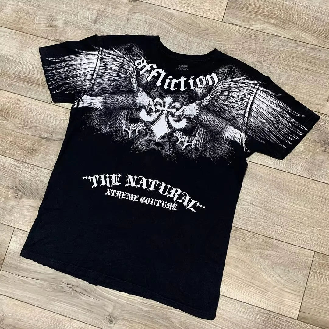 Xtreme T shirt Men Y2K Fashion Bible Scripture Pattern Printed Short Sleeves Affliction High Street Gothic Tide Cotton T shirts