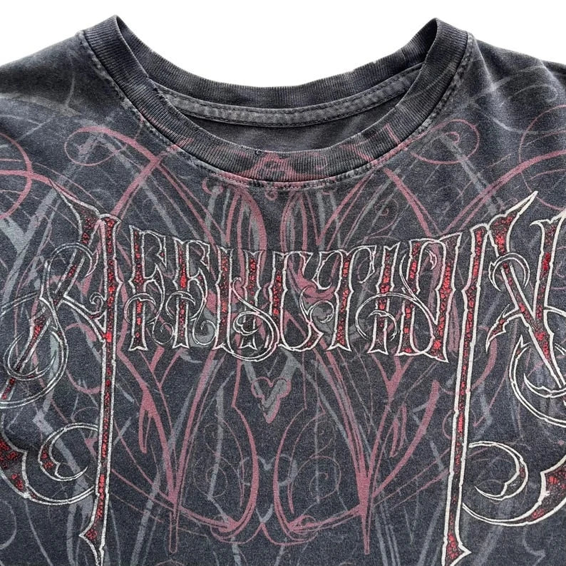 Retro Washing Affliction Grunge Cyber Y2K Style T-Shirt