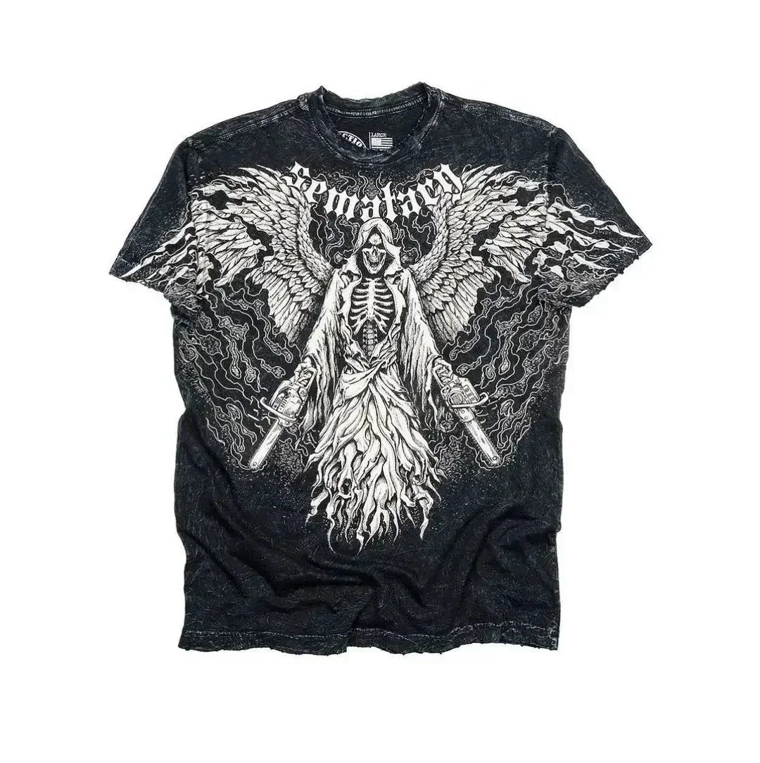 Boy Affliction Retro Red Shirt Street Y2K American Fashion Street Men and Women Loose T-shirt Casual Tops New Oversized t shirt