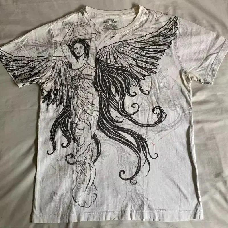 Boy Affliction Retro Red Shirt Street Y2K American Fashion Street Men and Women Loose T-shirt Casual Tops New Oversized t shirt