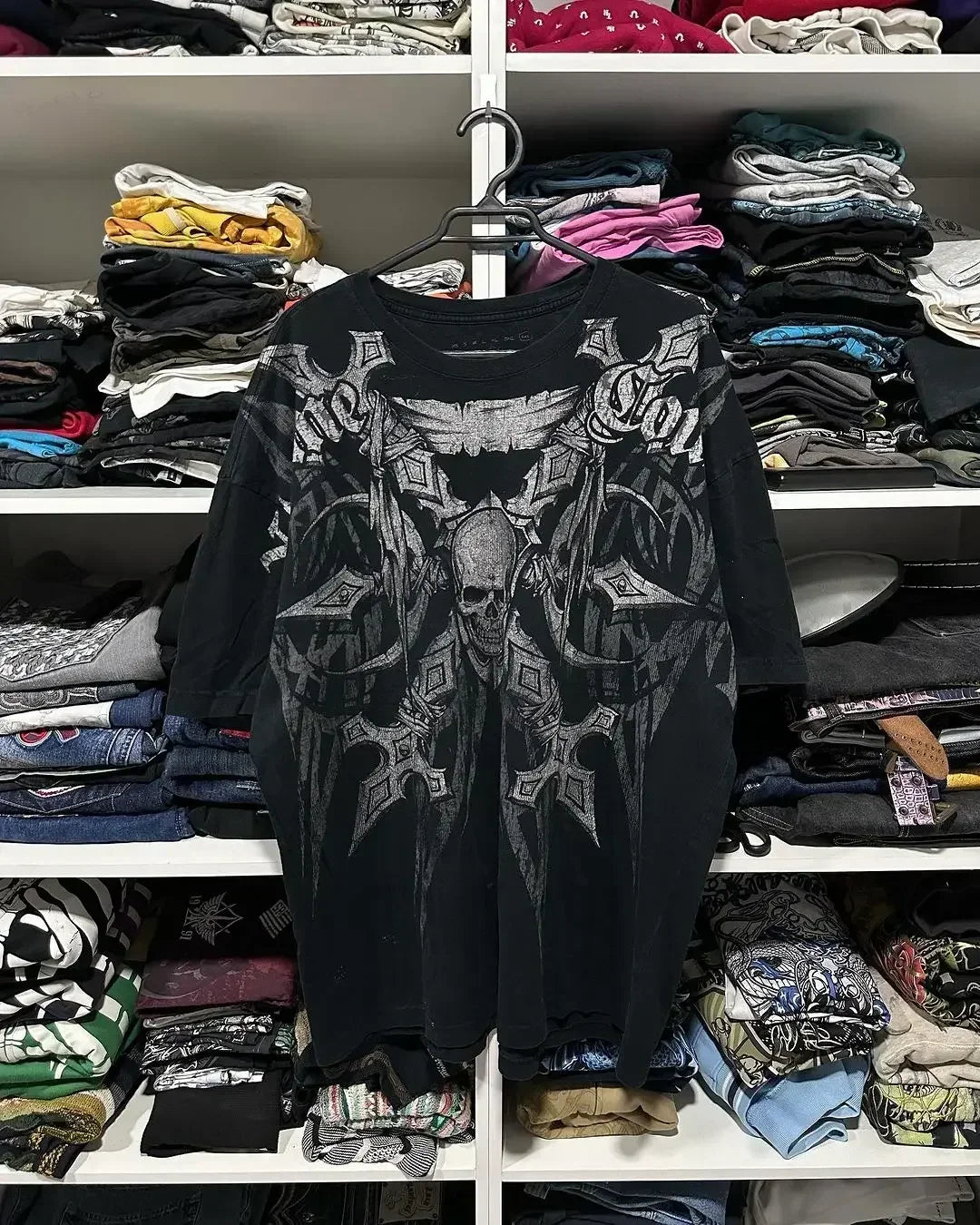 Affliction Long sleeved T shirt Fashion Round Neck Oversized T shirt New  Mens Womens Casual Gothic Clothing Tops Streetwear