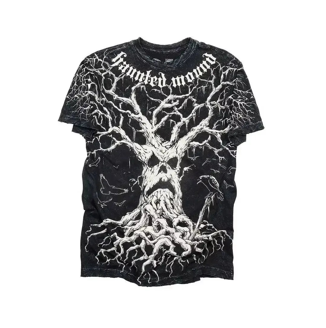2000s Affliction Gothic T shirt Y2K Cotton Print T shirt Retro Street Letters For Men and Women Tops Graphic T shirts Street sty