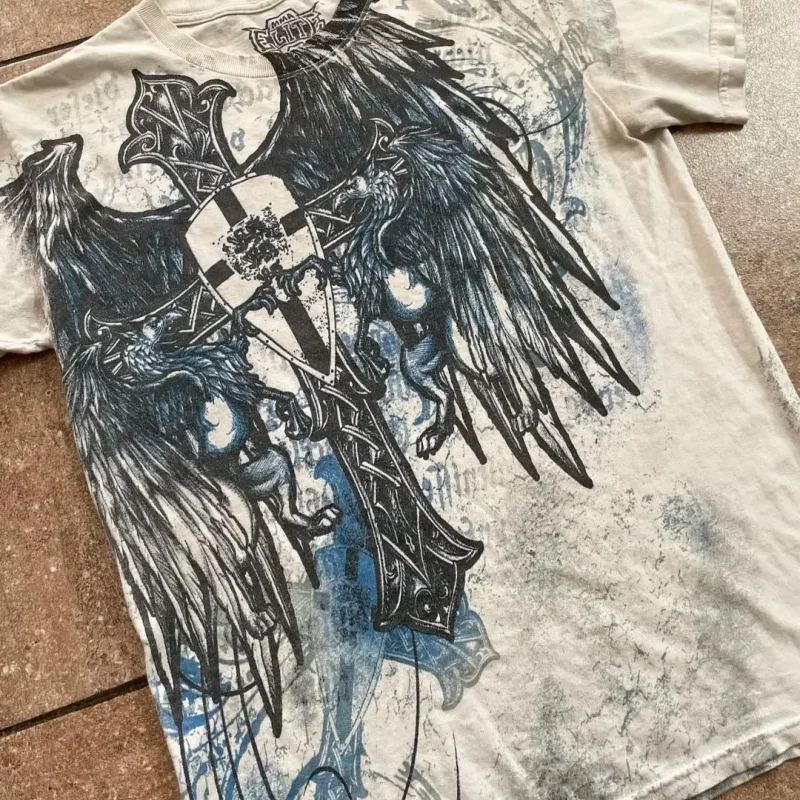 Xtreme T shirt Men Y2K Fashion Bible Scripture Pattern Printed Short Sleeves Affliction High Street Gothic Tide Cotton T shirts