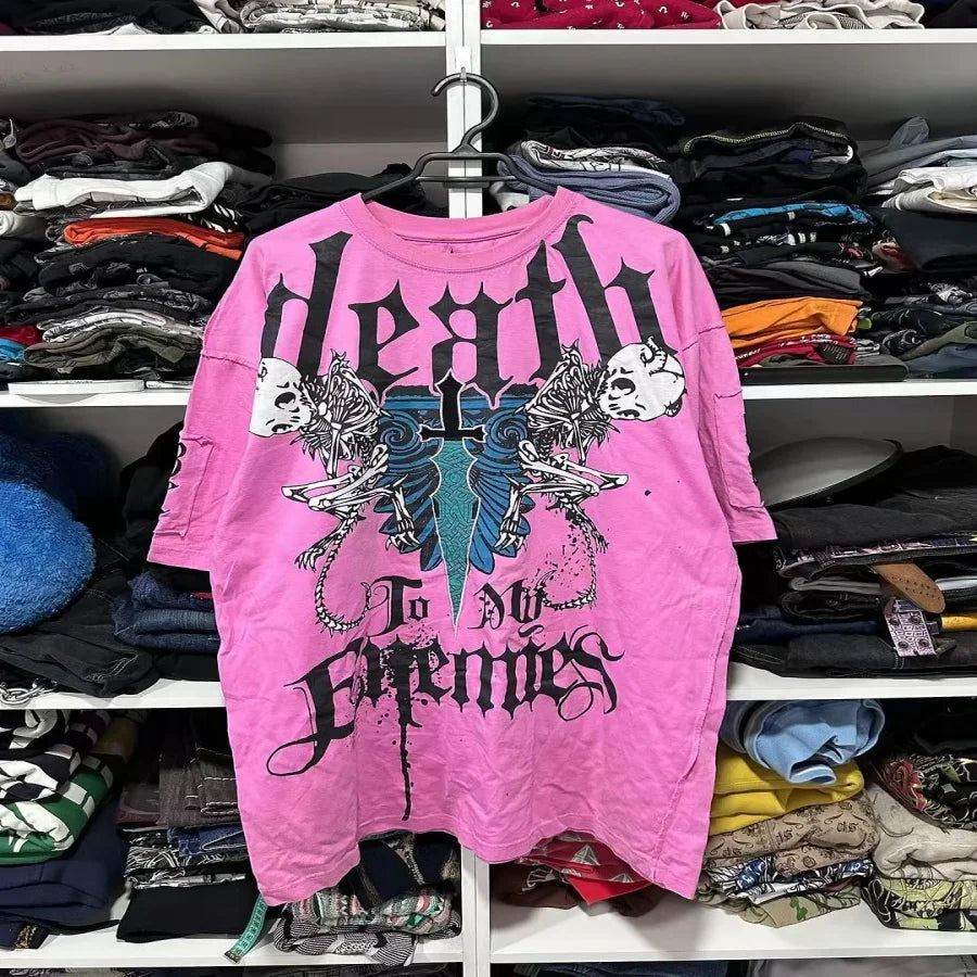 Xtreme T shirt Men Y2K Fashion Bible Scripture Pattern Printed Short Sleeves Affliction High Street Gothic Tide Cotton T shirts